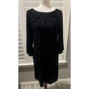 Sheath Dress Stretch Velvet Floral Holiday‎ Christmas Party Dressy Large 12